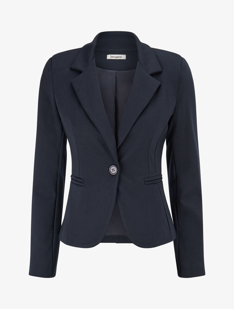 Veste ajustée à col cranté - Marine - 5