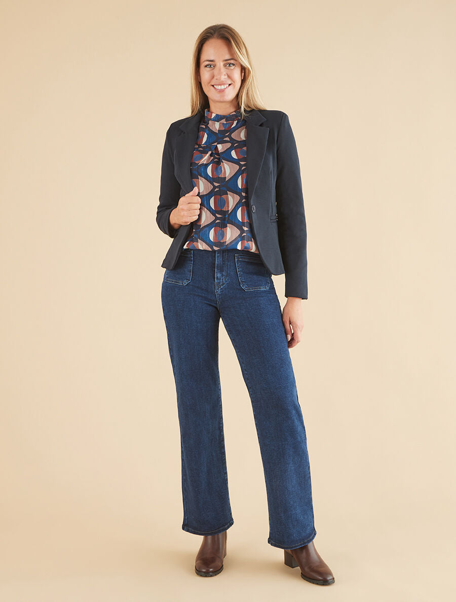 Veste ajustée à col cranté - Marine - 4