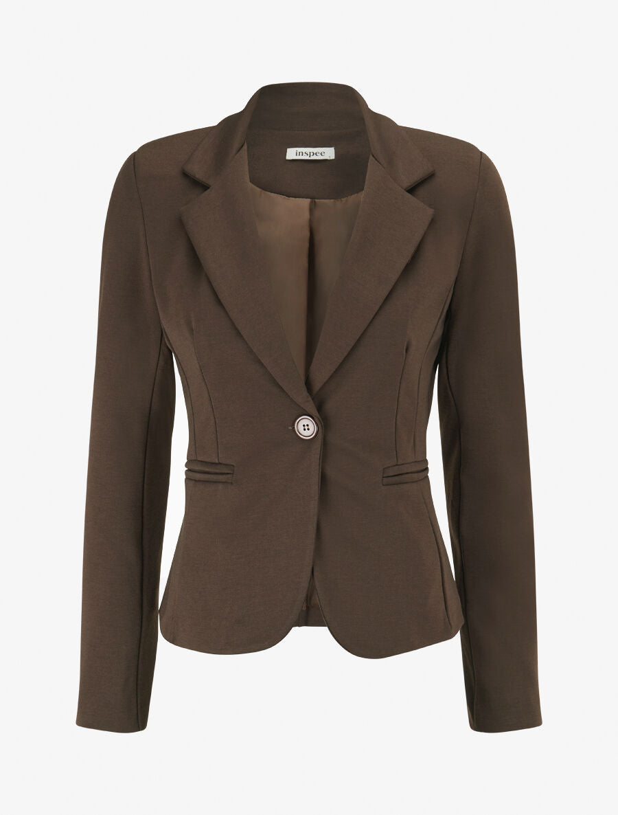 Veste ajustée à col cranté - Marron - 1