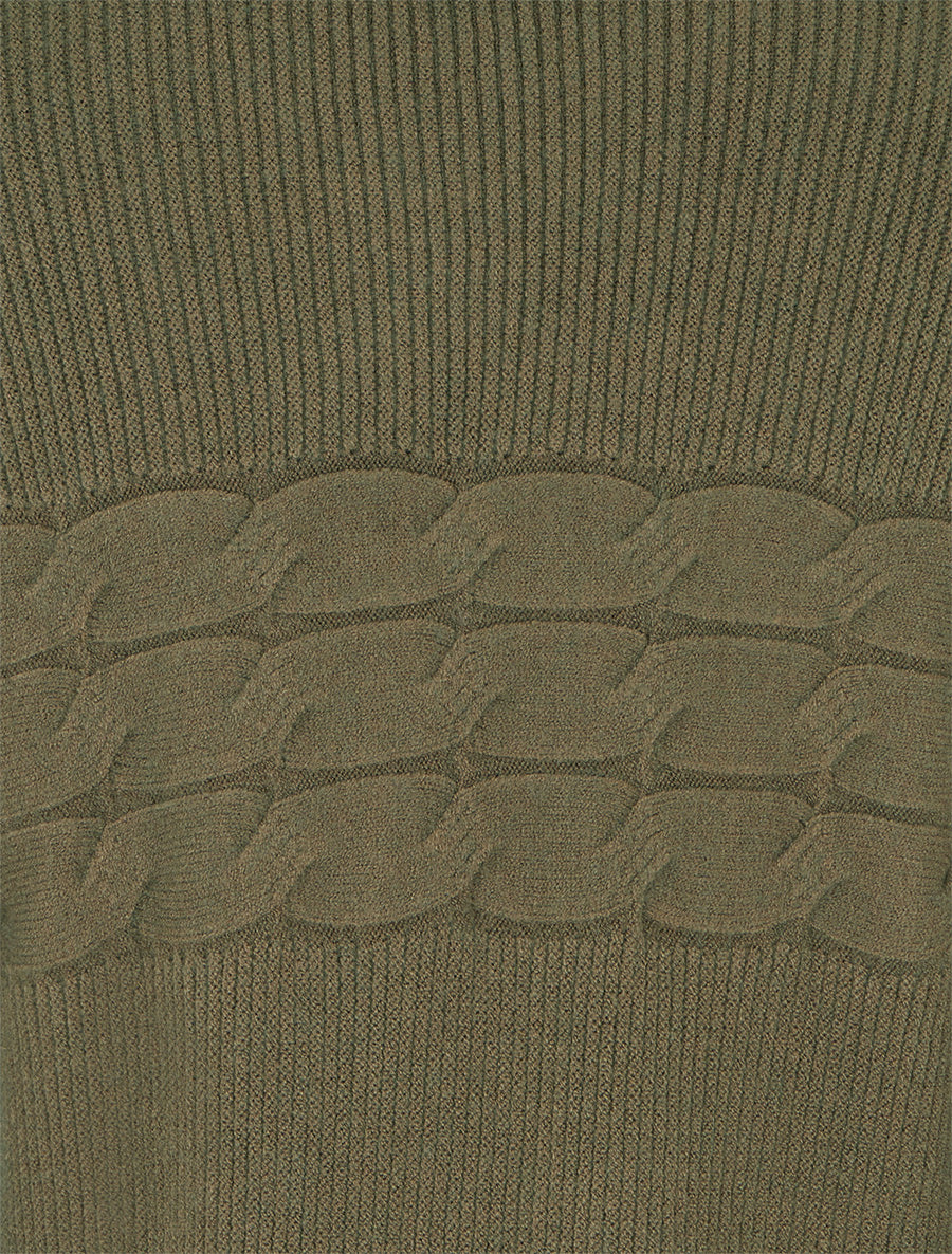 Pull ajusté à col montant et liens aux poignets - Kaki - 3