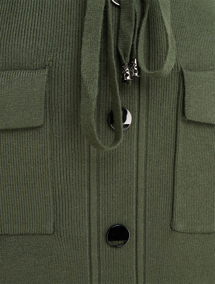 Jupe fendue en maille à boutons décoratifs - Kaki - 3