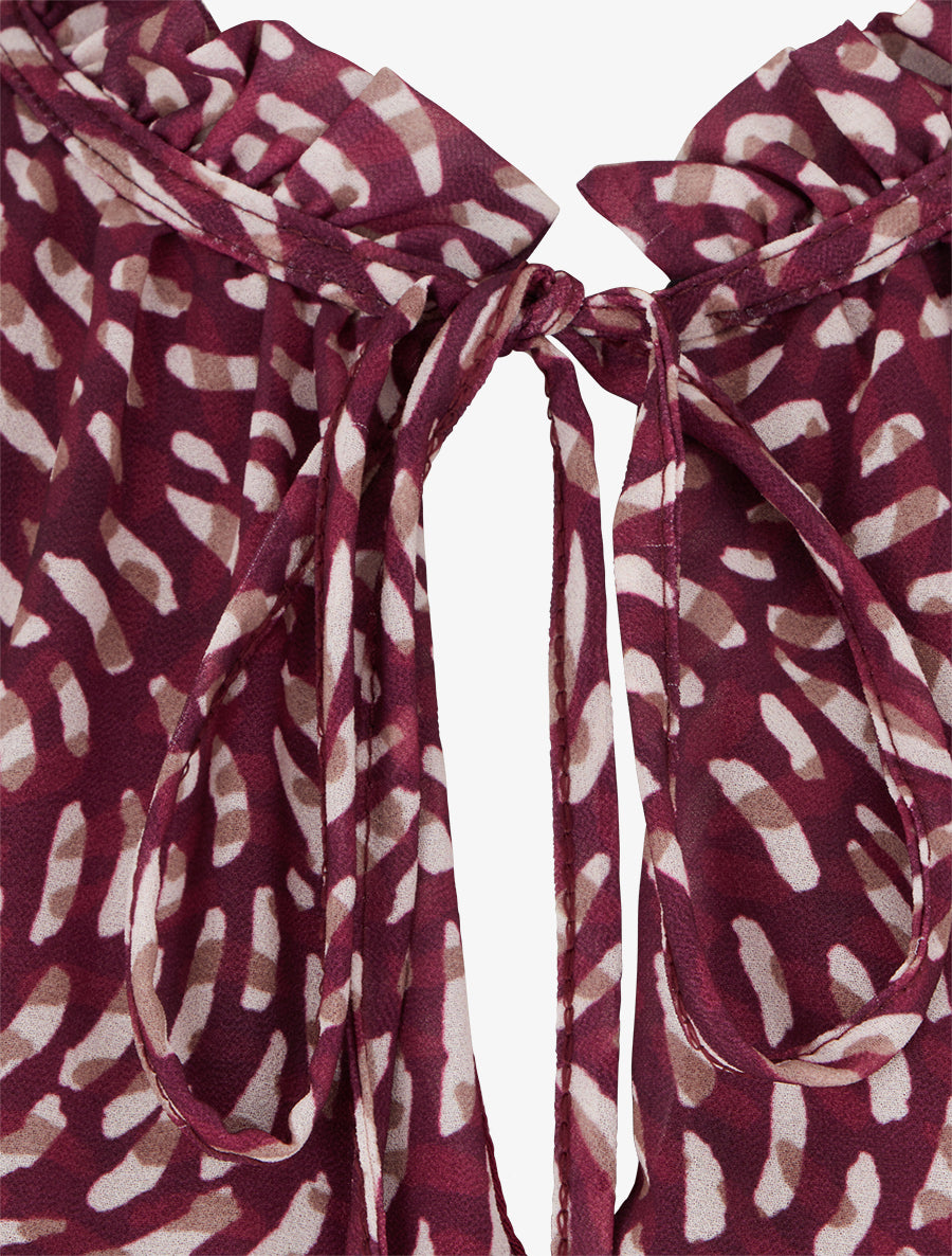 Blouse imprimé fantaisie coupe boule - Prune - 3
