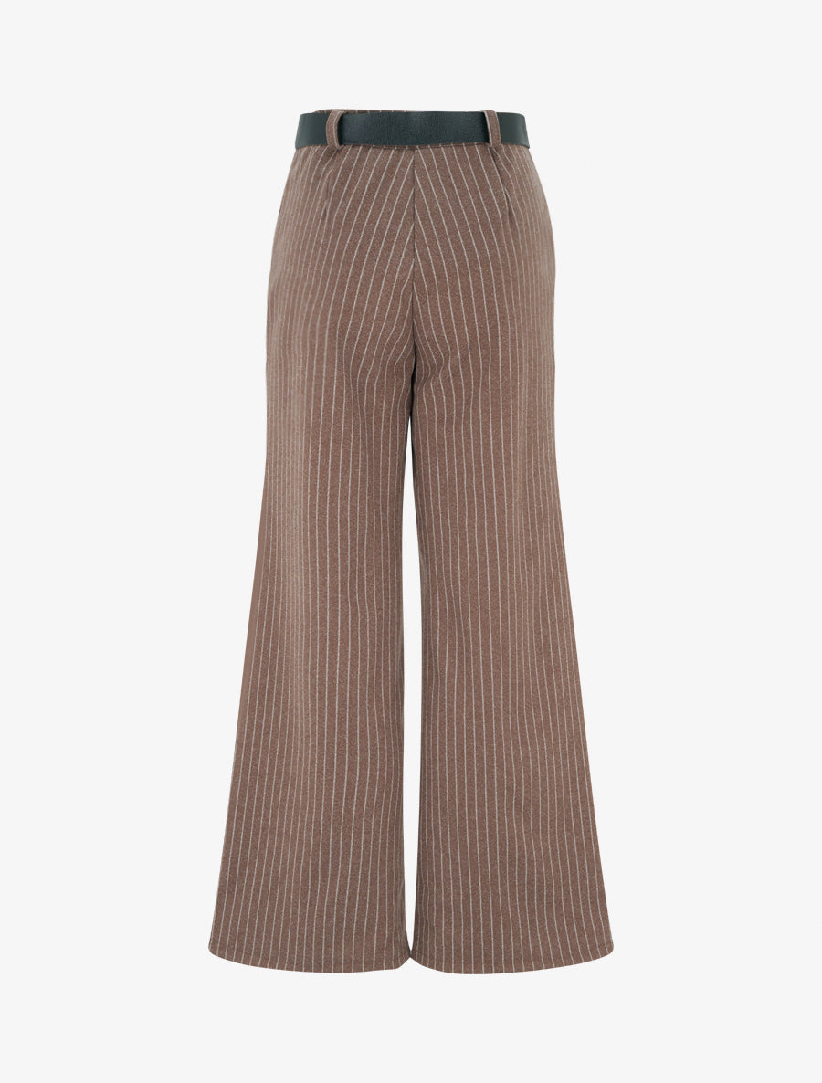 Pantalon épais imprimé à rayures - Marron clair - 2