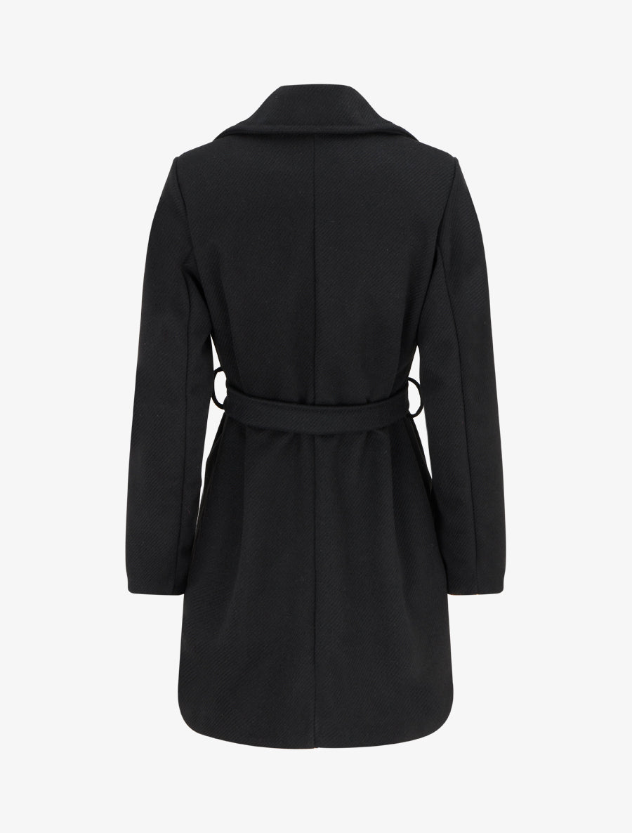 Manteau droit et croisé à boutons - Noir - 2