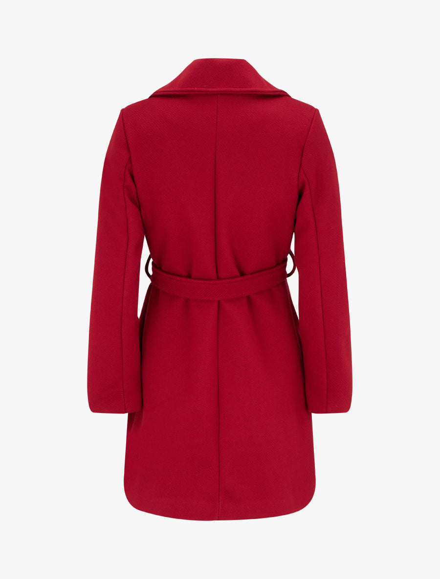 Manteau droit et croisé à boutons - Rouge - 2