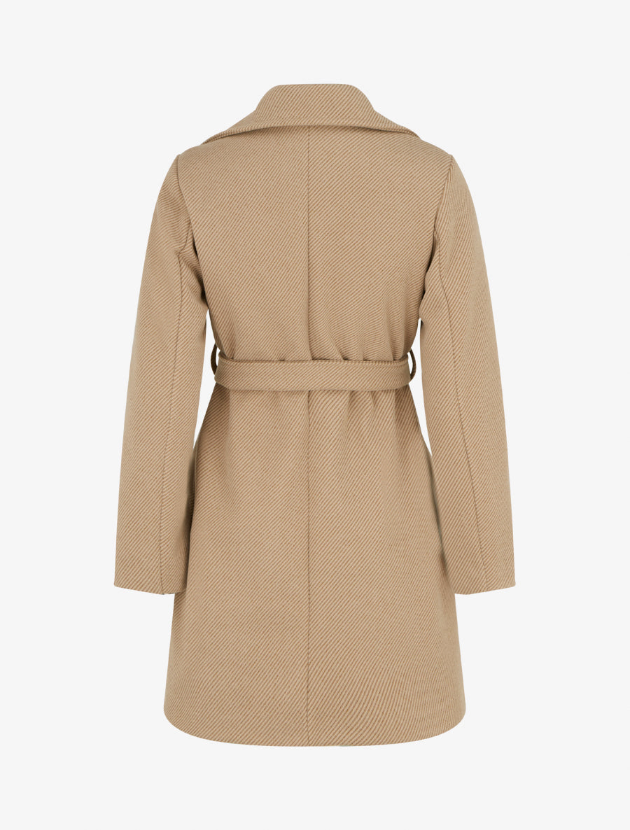 Manteau droit et croisé à boutons - Beige - 2
