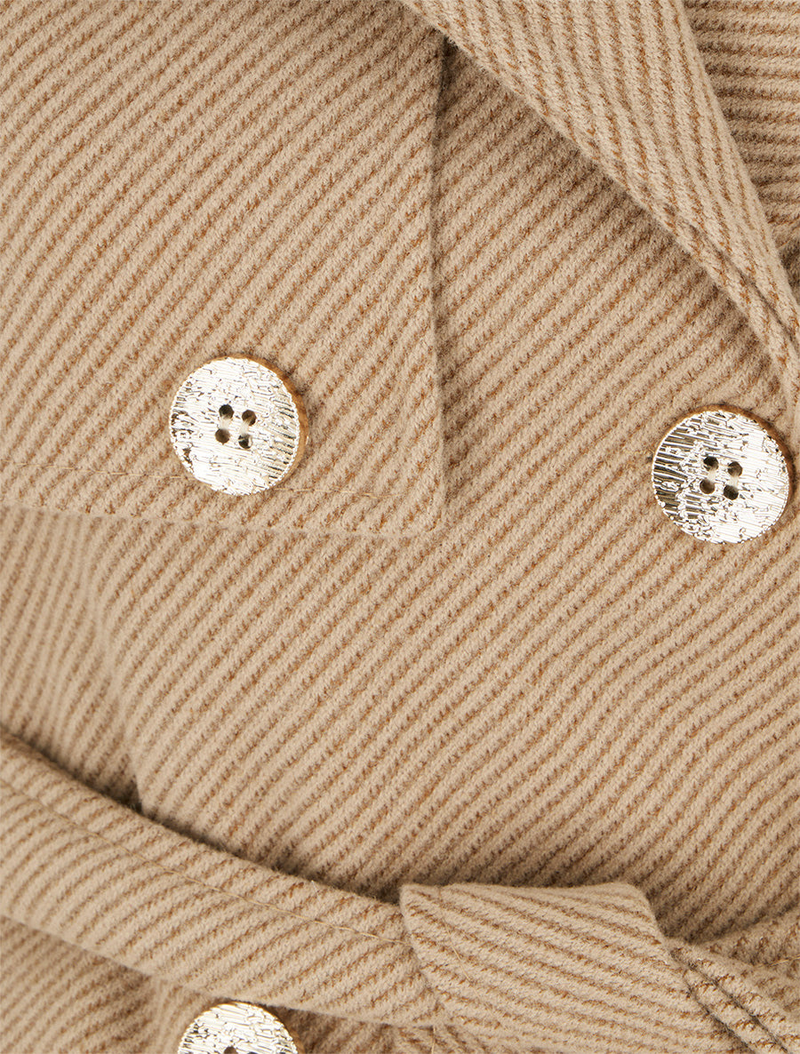 Manteau droit et croisé à boutons - Beige - 3