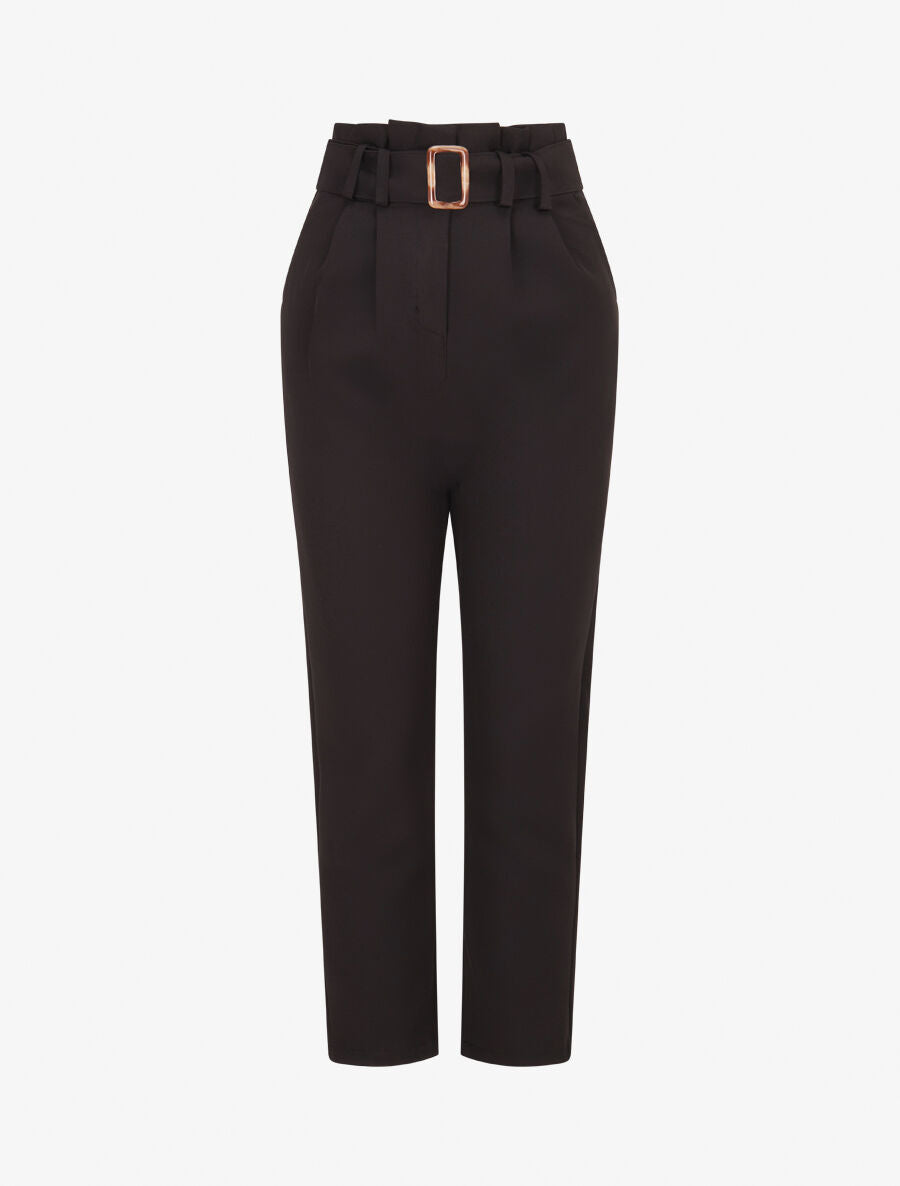 Pantalon de tailleur paperbag - Noir - 1