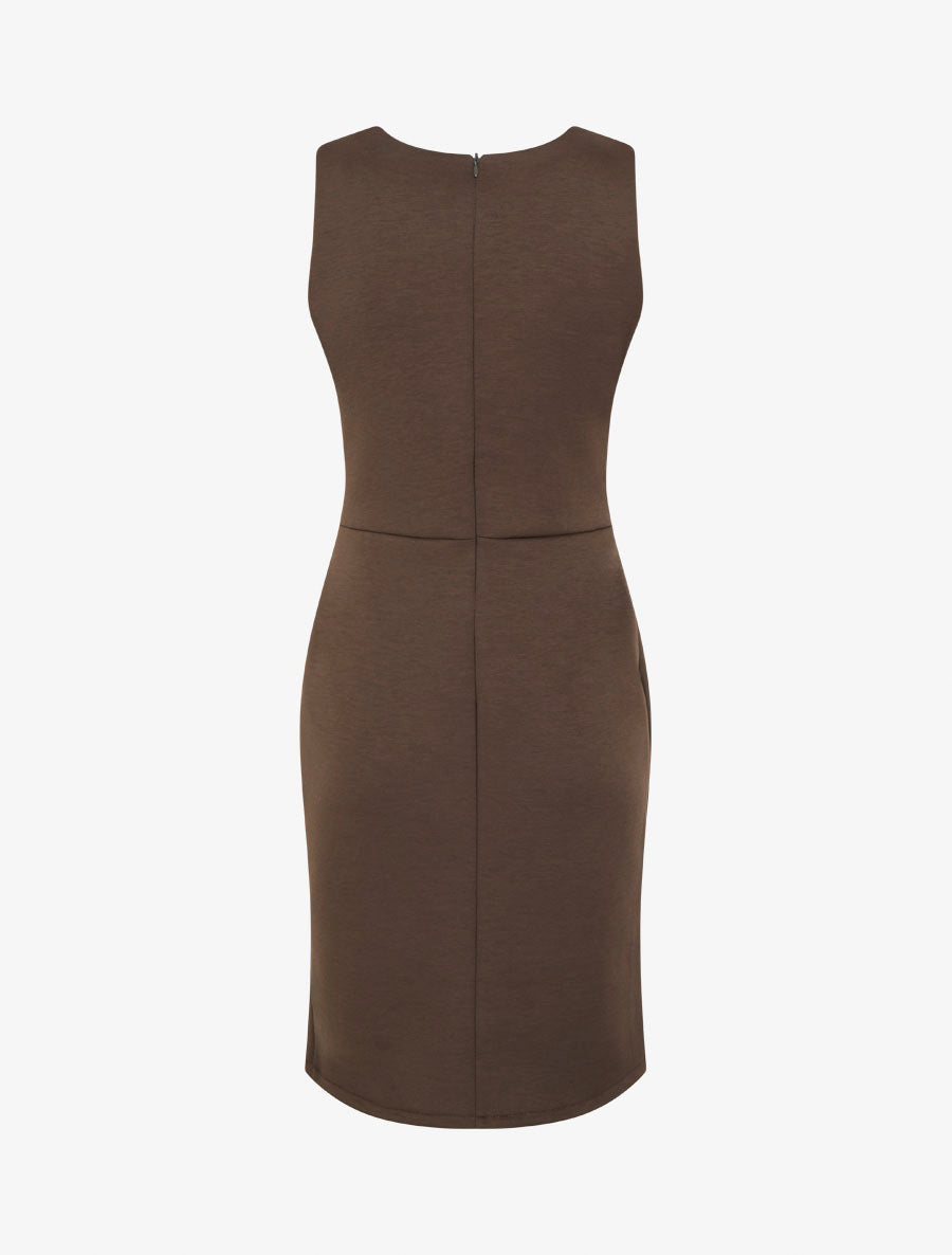 Robe fourreau à empiècement bijou - Marron - 2