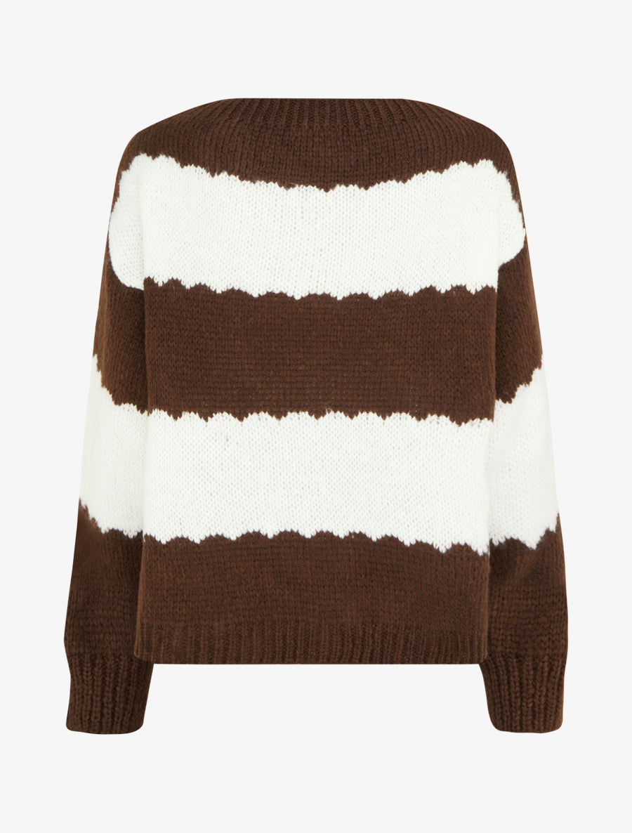 Pull en maille à rayures bicolore - Marron - 2