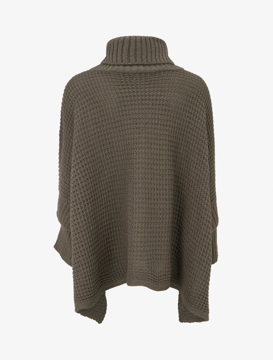 Pull carré style poncho à col roulé - Kaki - 2