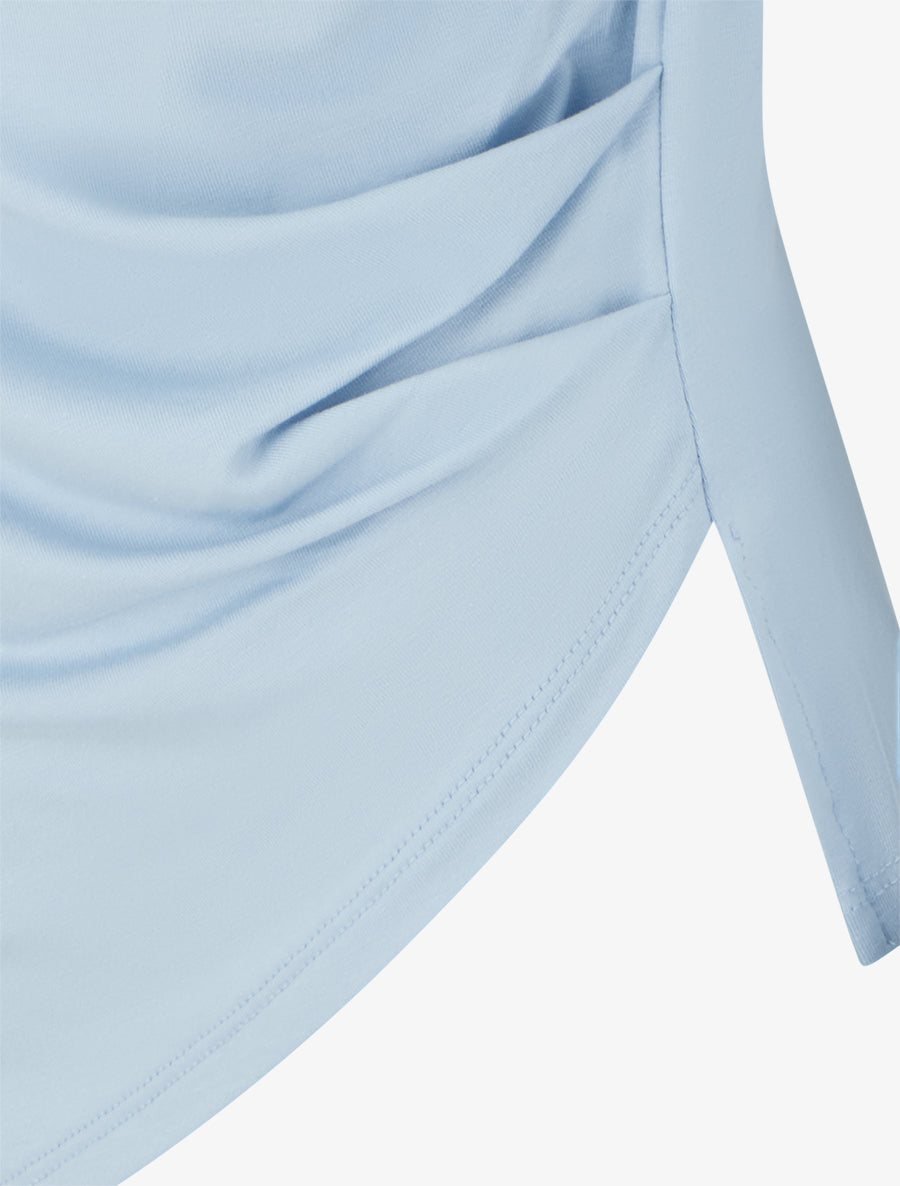Top uni asymétrique à col rond - Bleu ciel - 3