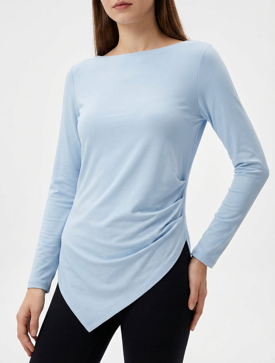 Asymmetrisches Top mit Rundhalsausschnitt - Himmelblau
