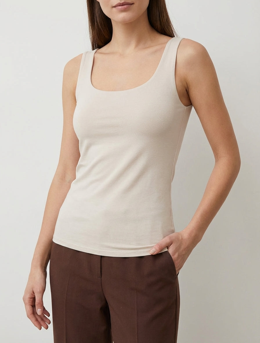 Klassisches einfarbiges Tanktop - Beige