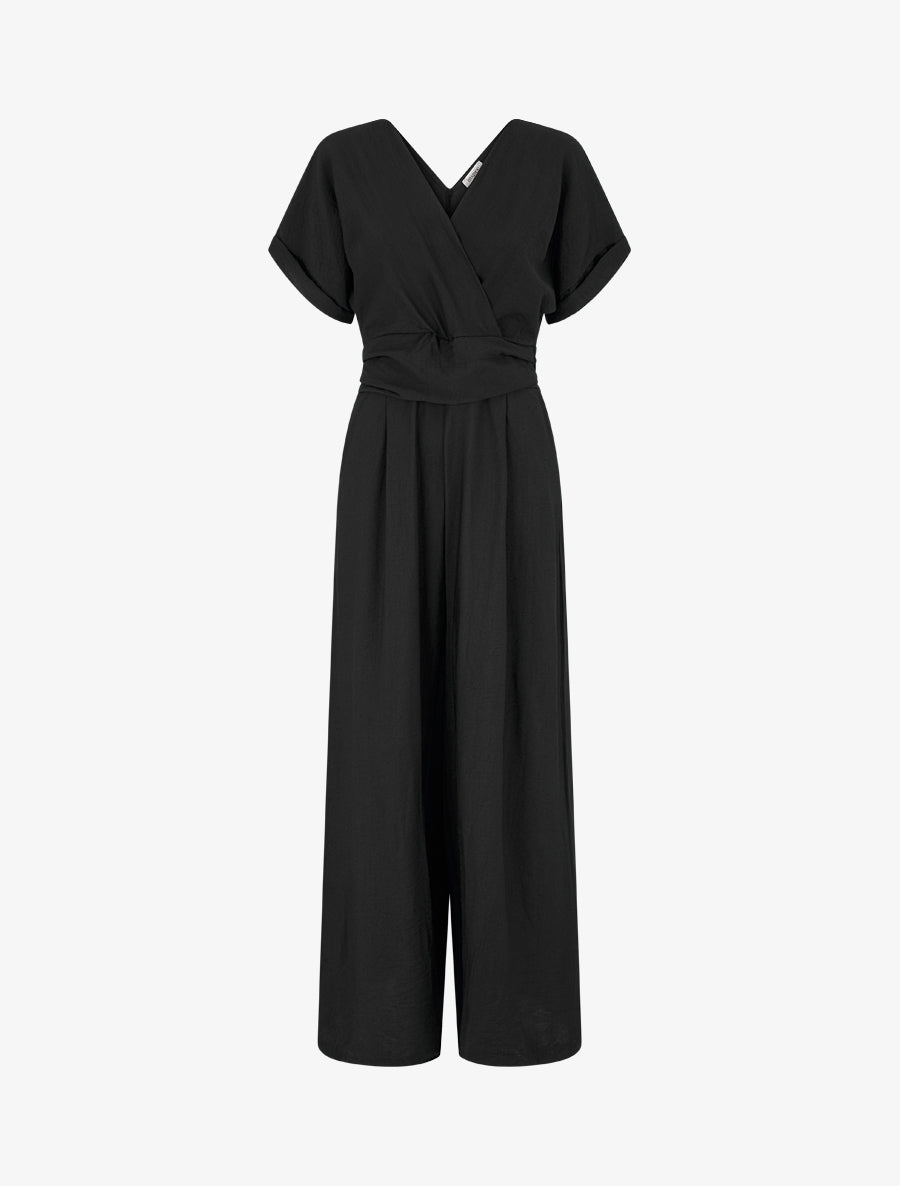Combinaison unie à manches courtes - Noir - 1