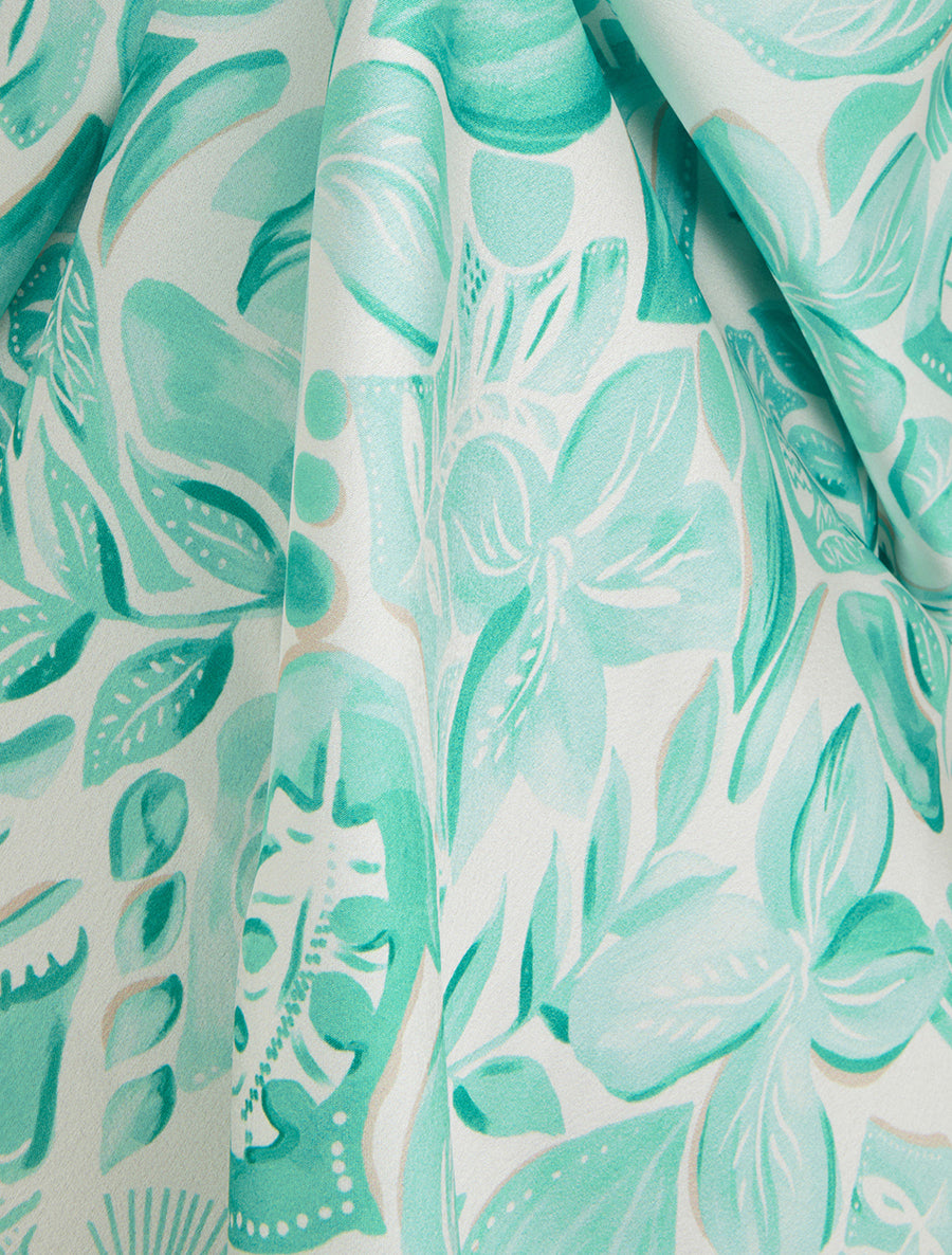 Caraco satiné imprimé feuillage - Vert menthe - 3