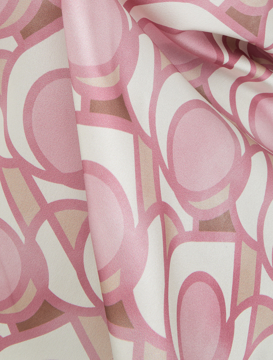 Caraco satiné imprimé graphique - Rose - 3