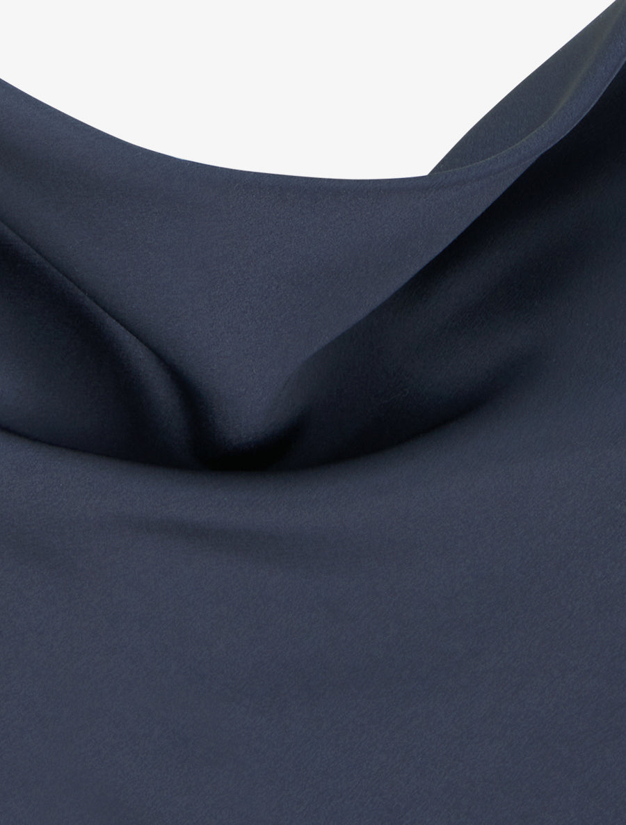 Caraco satiné à col bénitier - Marine - 3