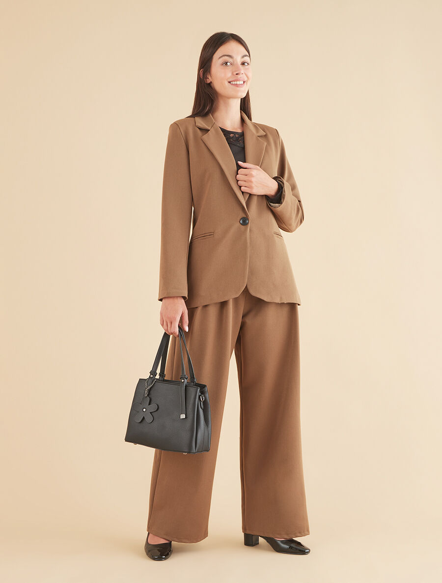 Veste basique cintrée à 1 bouton - Marron clair - 4