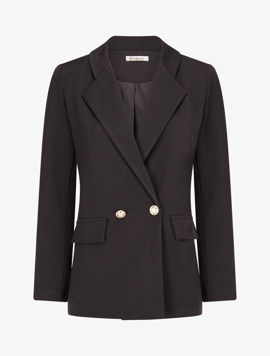 Veste basique cintrée à 2 boutons - Noir - 4