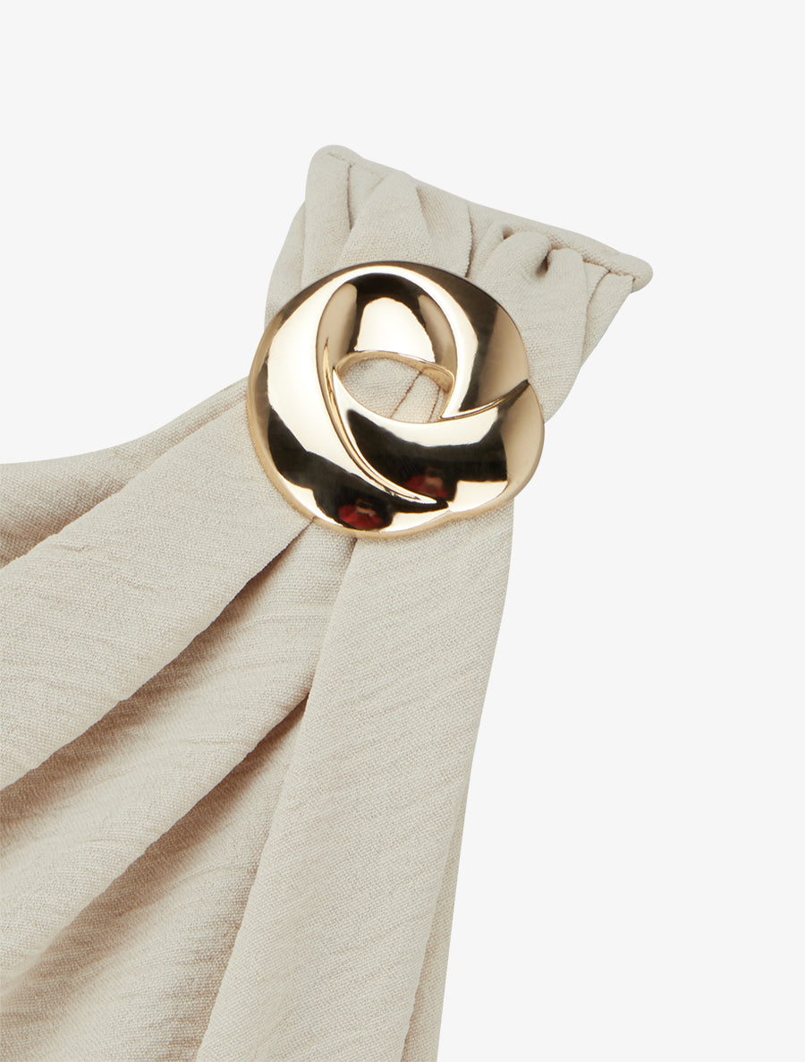 Combinaison unie à empiècement bijou - Beige - 3