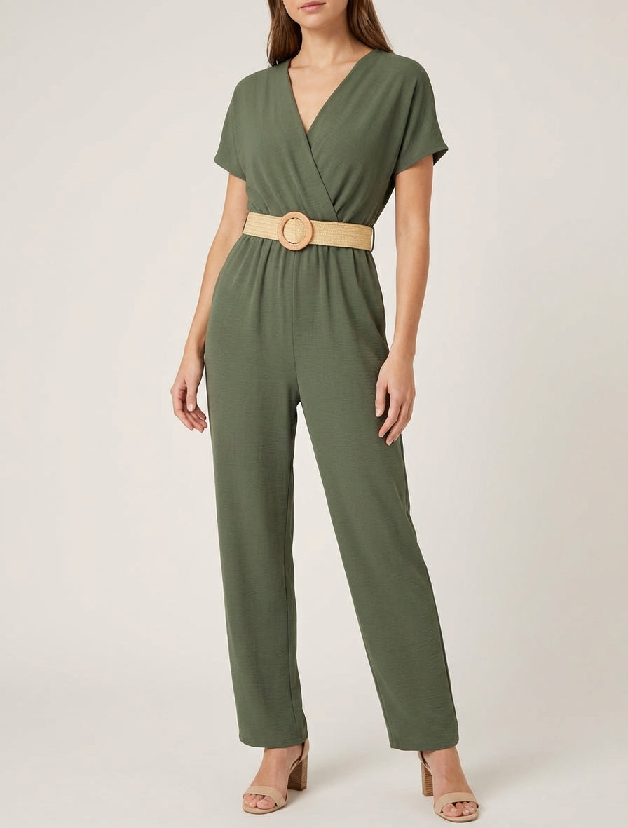 Kurzärmeliger Overall - Kaki