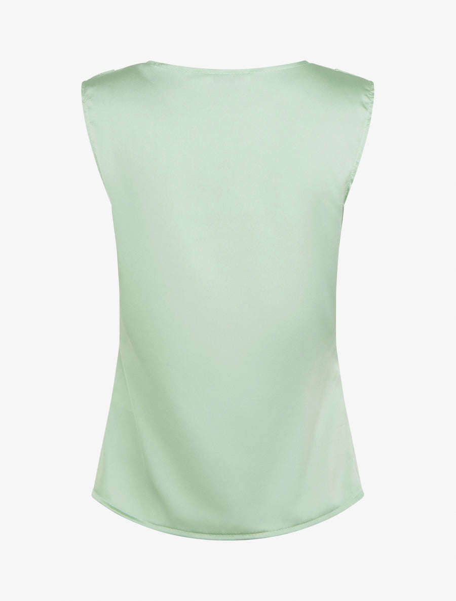 Top satiné à col bénitier - Vert menthe - 2