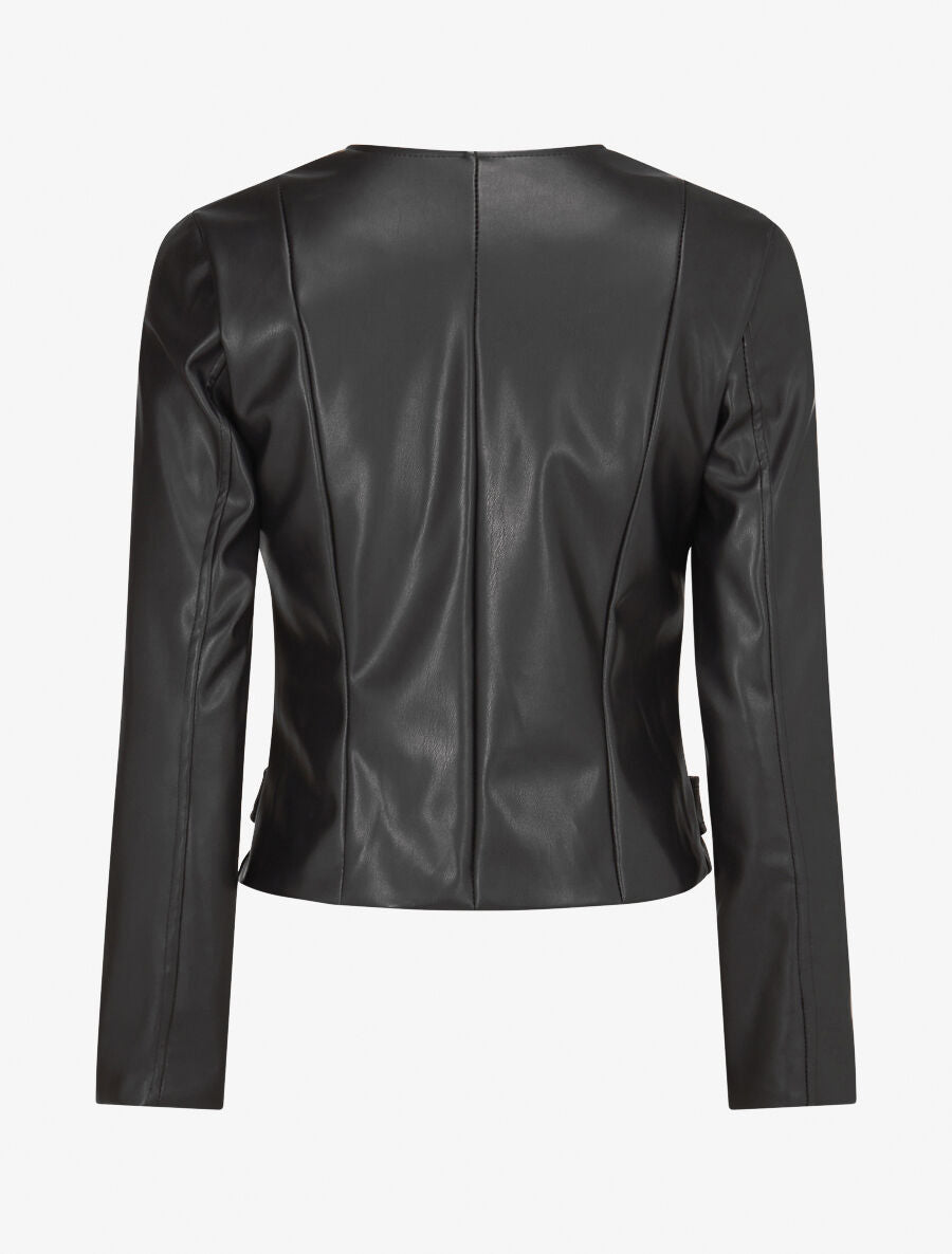 Veste moulante en simili - Noir - 2