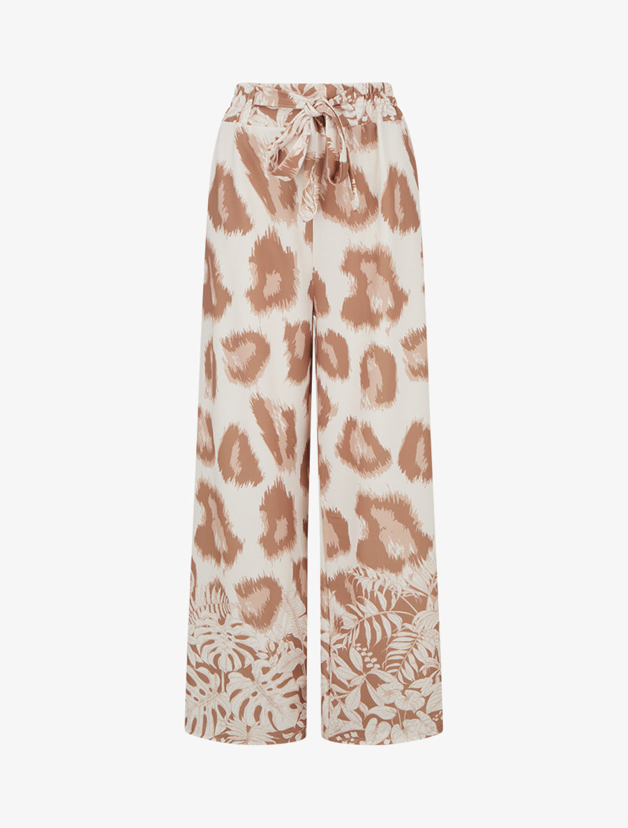 Pantalon ample imprimé léopard fantaisie - Camel - 1