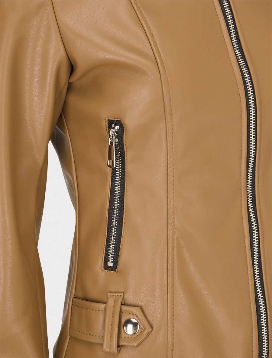 Veste moulante en simili - Beige foncé - 3