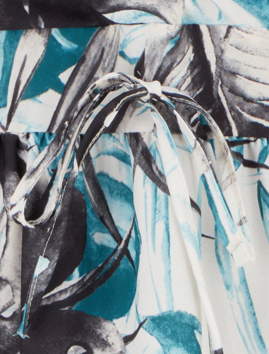 Robe longue à dos élastiqué imprimé feuillage - Noir - 3