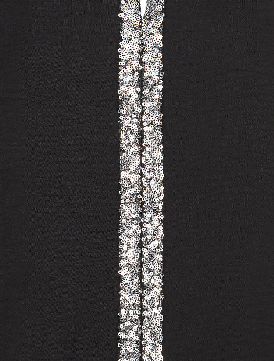 Blouse fluide à bande en sequins - Noir - 3