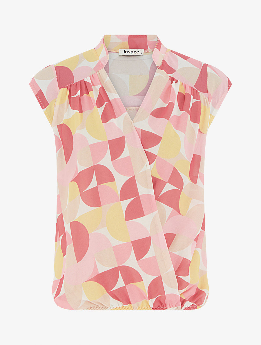 Top boule sans manches imprimé graphique - Rose - 1