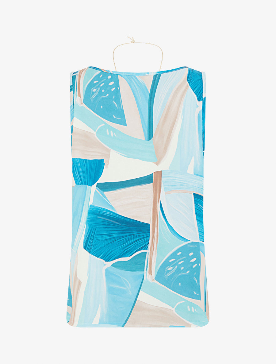 Top droit sans manches à imprimé abstrait - Turquoise - 2