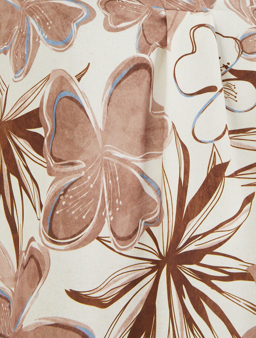 Top droit sans manches imprimé hibiscus - Marron - 3