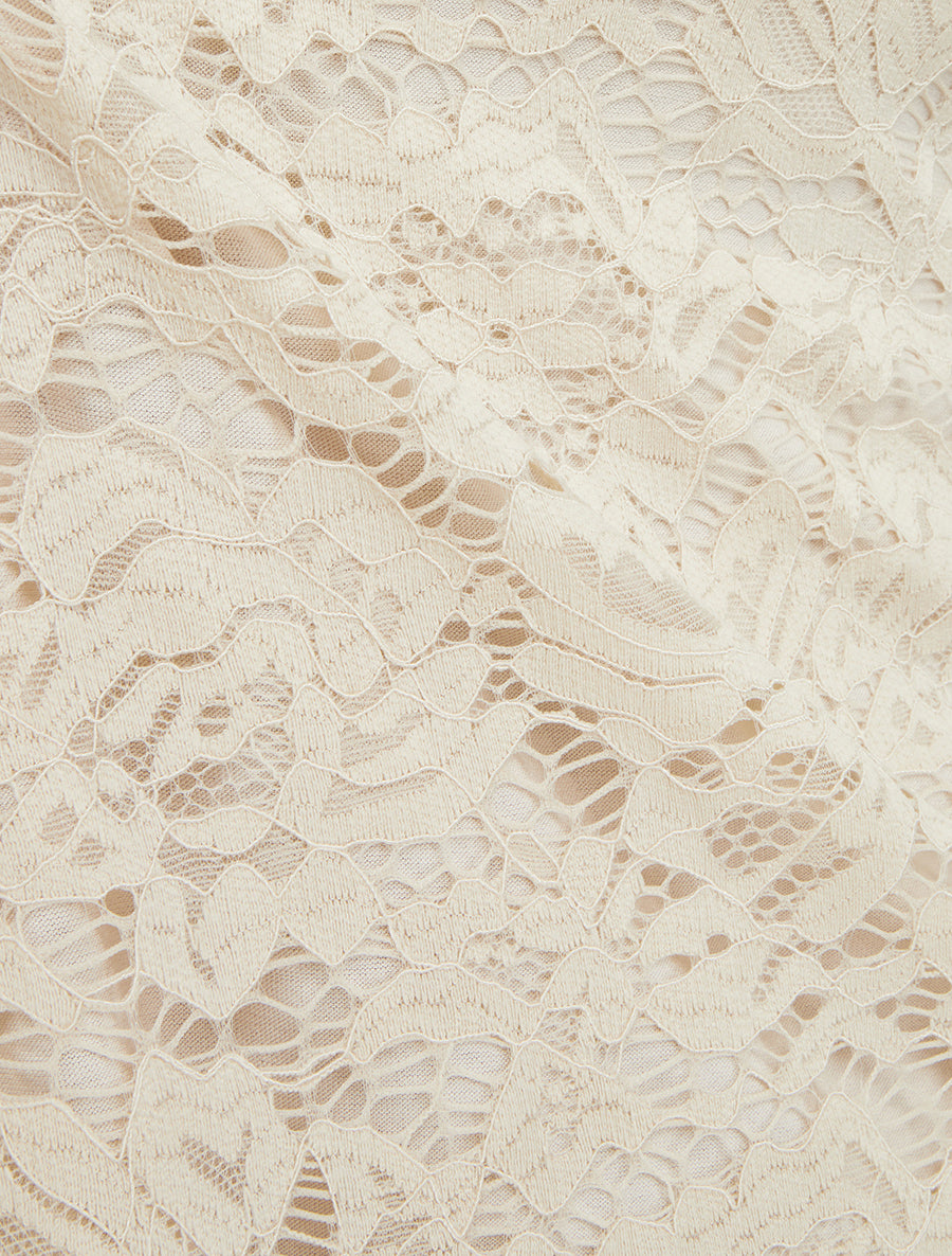 Top en dentelle à manches courtes - Beige - 3