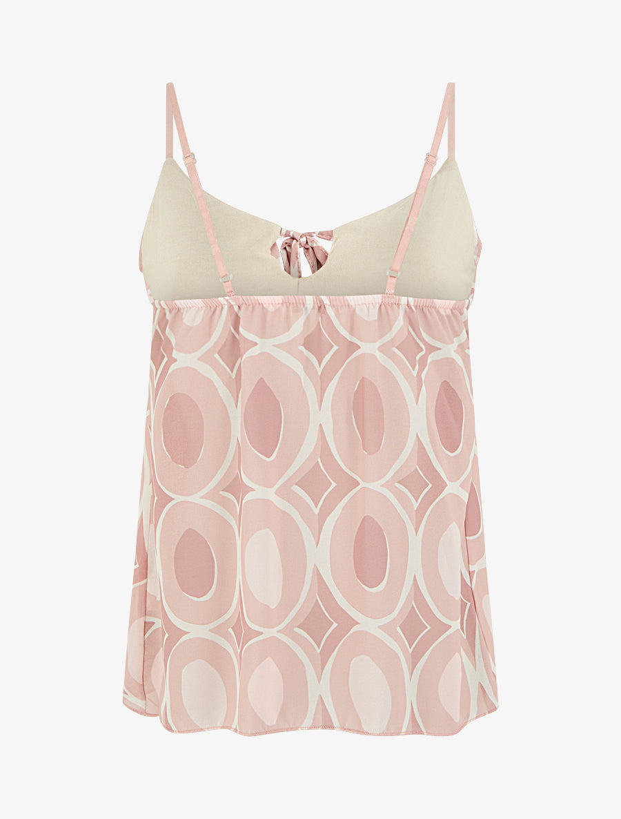 Caraco à col V volanté imprimé graphique - Rose - 2