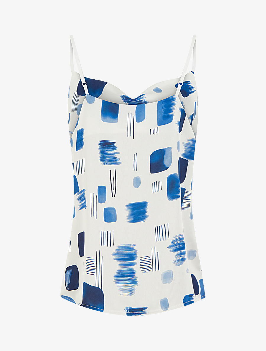 Caraco effet satiné à imprimé stylisé - Marine - 2