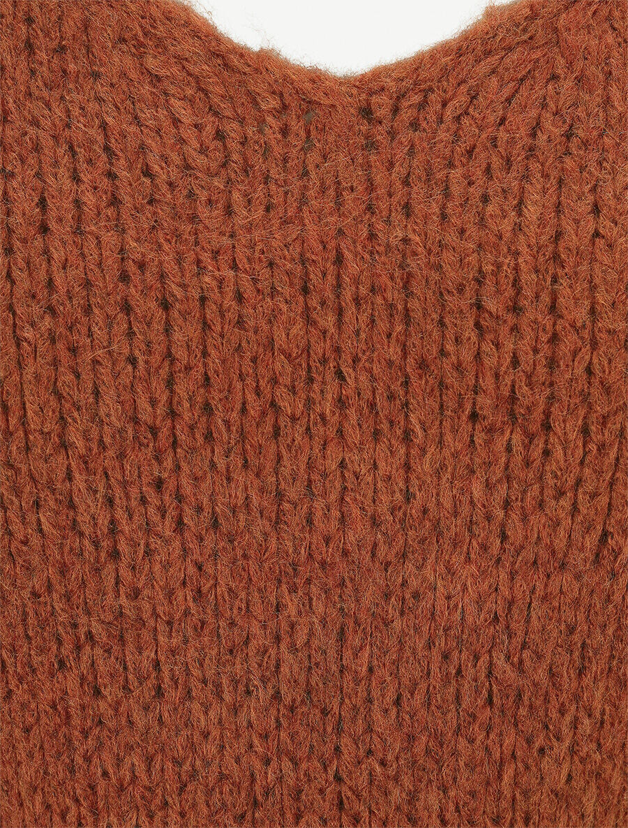 Pull en maille bicolore - Rouille - 3