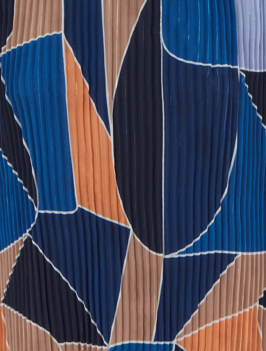 Top plissé sans manches imprimé graphique - Marine - 3