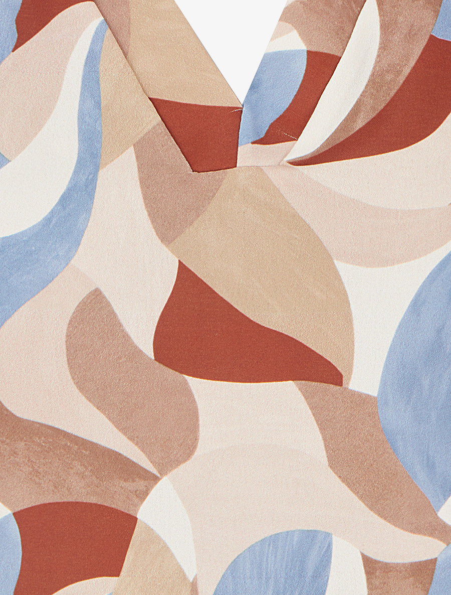 Top imprimé abstrait à manches courtes - Camel - 3