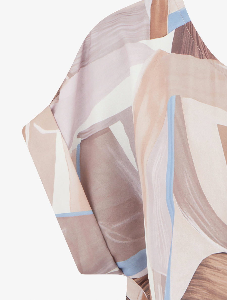 Top à nouer imprimé abstrait - Beige - 3