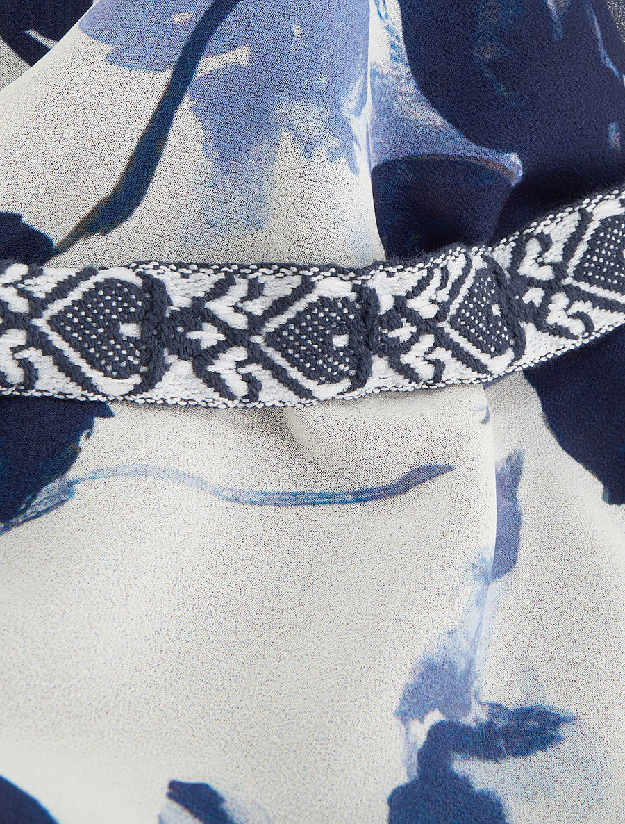 Caraco imprimé fleurs abstraites - Marine - 3