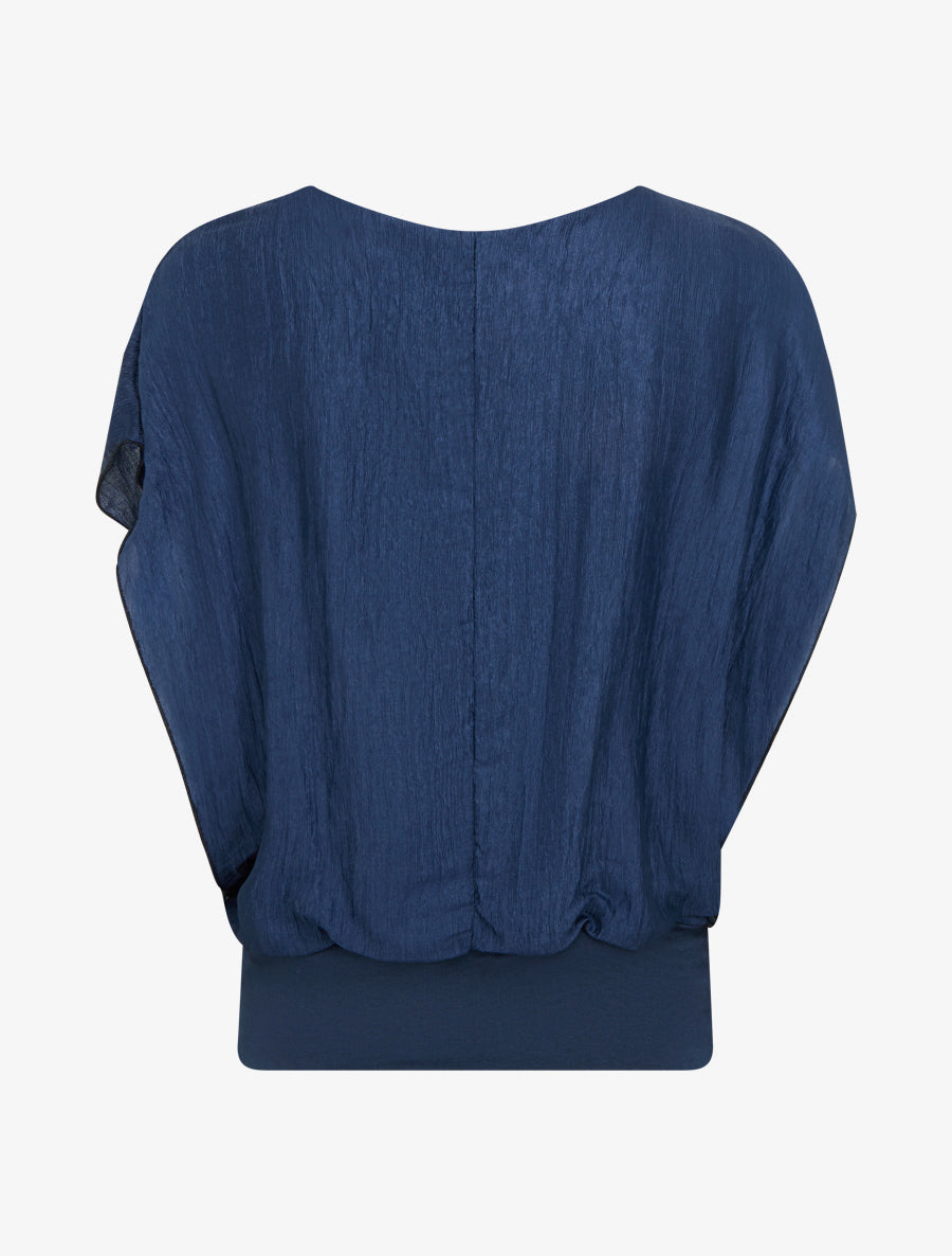 Top boule en tissu texturé - Bleu foncé - 2