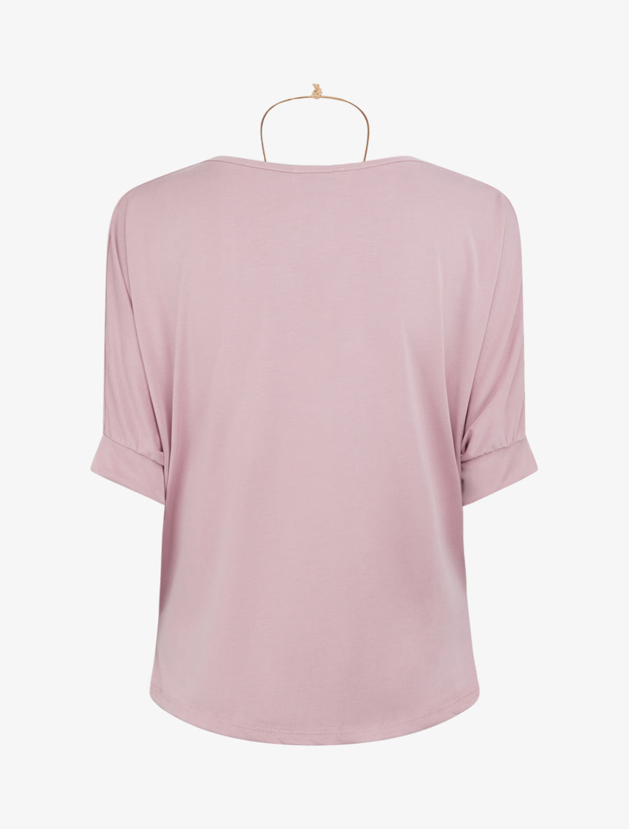 Top fluide à col bénitier - Vieux rose - 2