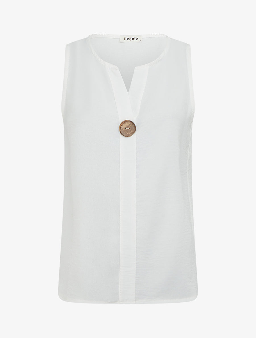 Top droit sans manches à bouton - Blanc - 1