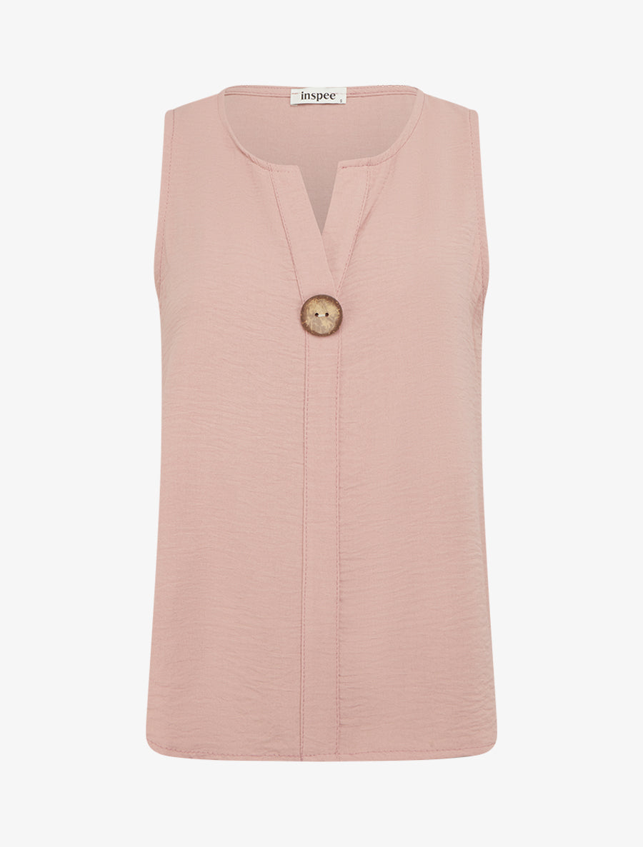 Top droit sans manches à bouton - Rose - 1