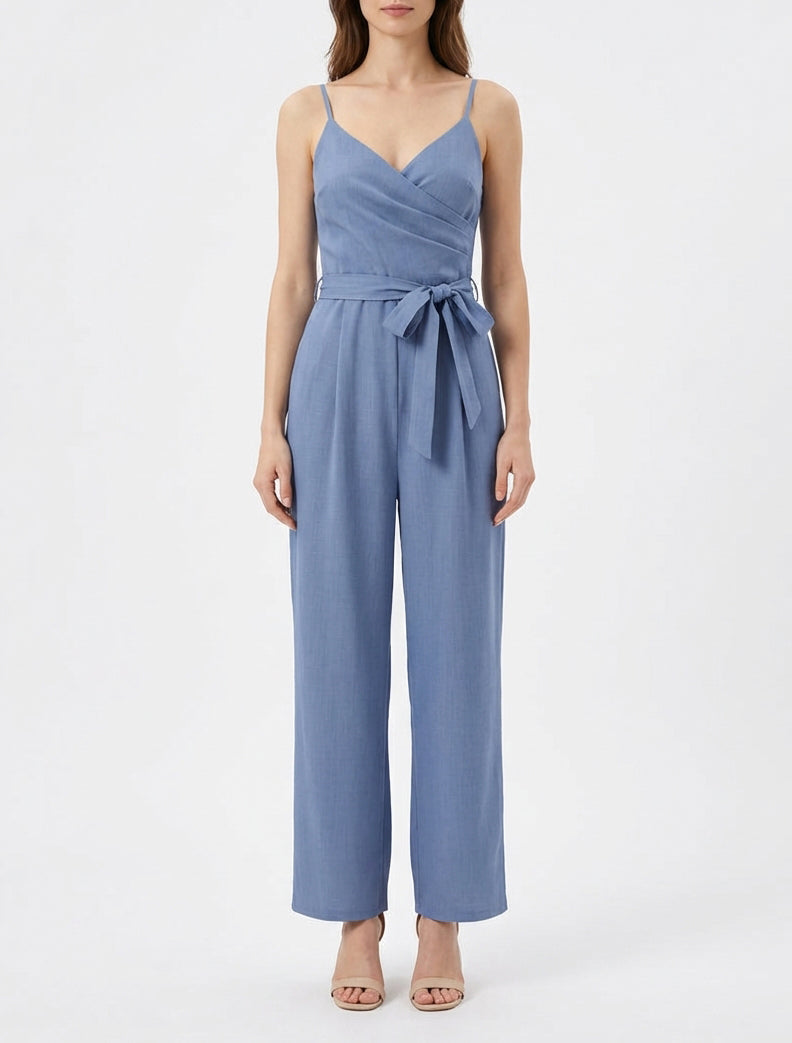Gerades Kleid mit schmalen Trägern - Blau