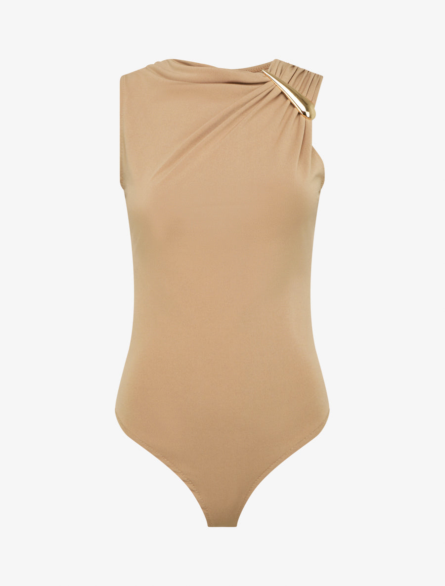 Body stretch à empiècement bijou - Camel - 1