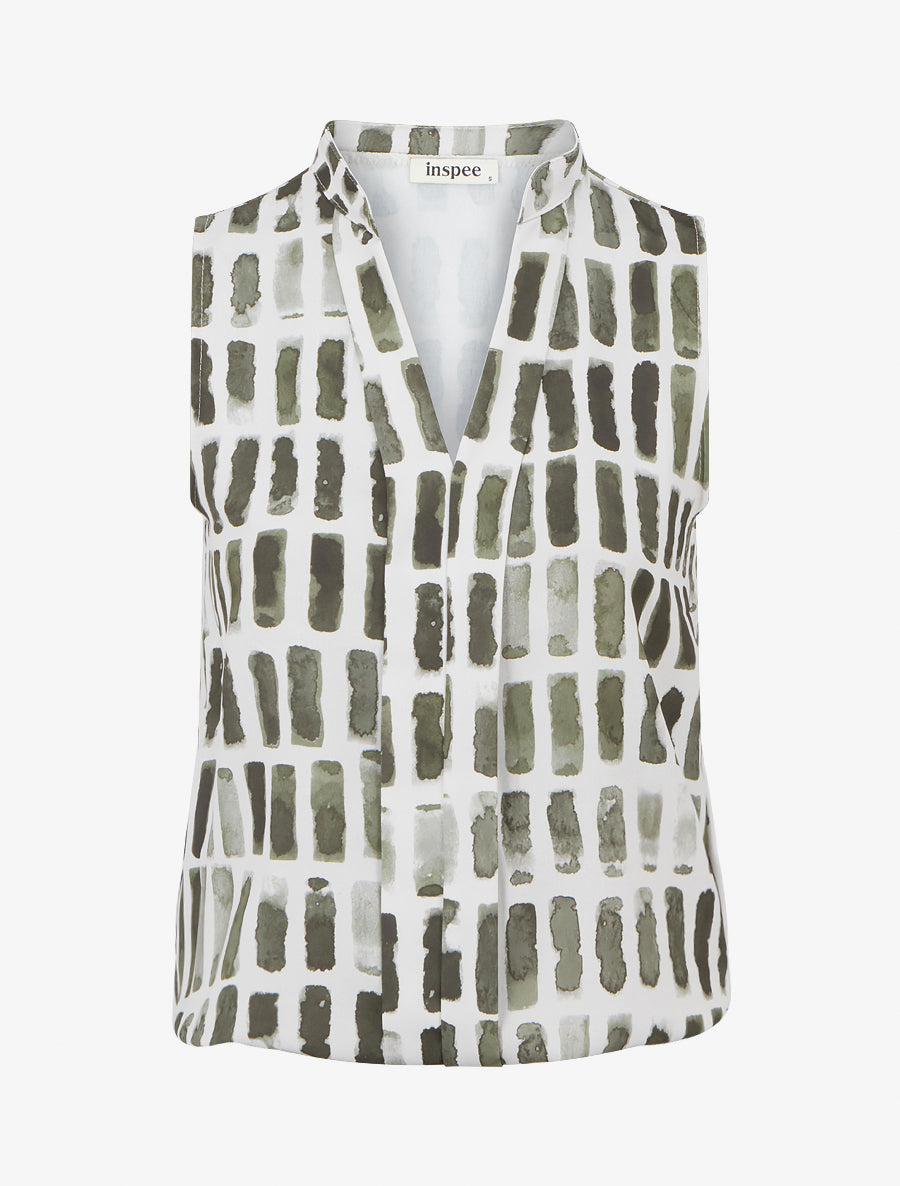 Top sans manches imprimé fantaisie - Kaki - 1